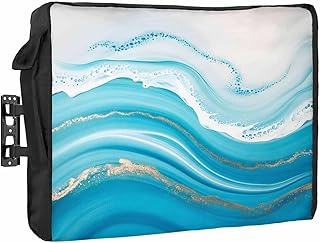 Abstract Outdoor TV Cover Blue Gradient Oil Painting Fluid Art Waterproof and Weatherproof 30"-32" LCD Movable Shield TV Display Screen Protector Outside Television Covers
