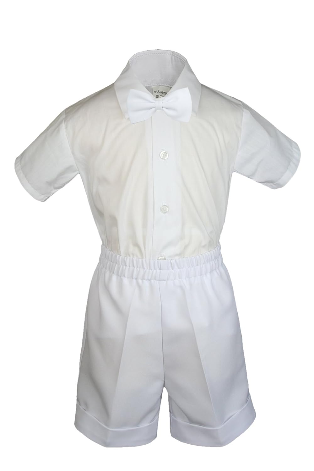 6pc Baby Boy White Formal Bow Tie Shorts Extra Vest Necktie S-4T (S:(0-6 months), Green Teal)