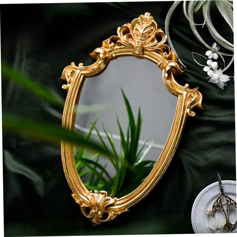 Miroir mural vintage or en résine cadre baroque robuste