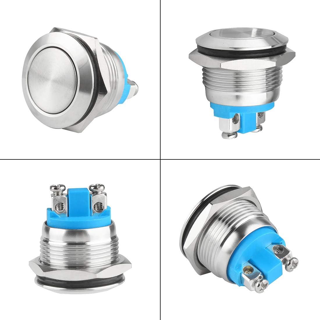 Larcele 19 mm Push Button Poppers DIY Waterproof Momentary Push Button ...