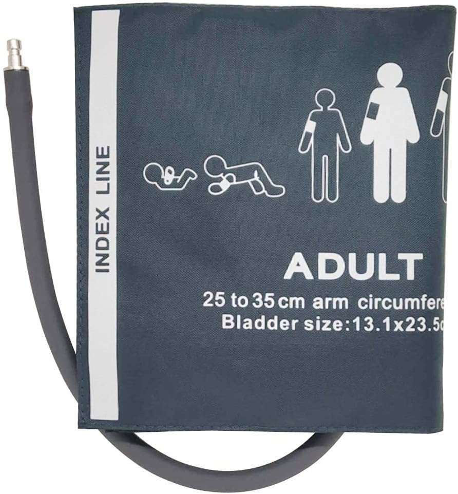 SKYTRENDS Reusable NIBP Adult Bp Monitor Arm Cuff With Single Tube Size 25-35 Cm Compatible For Almost All Types Of Multipara Monitor Blue