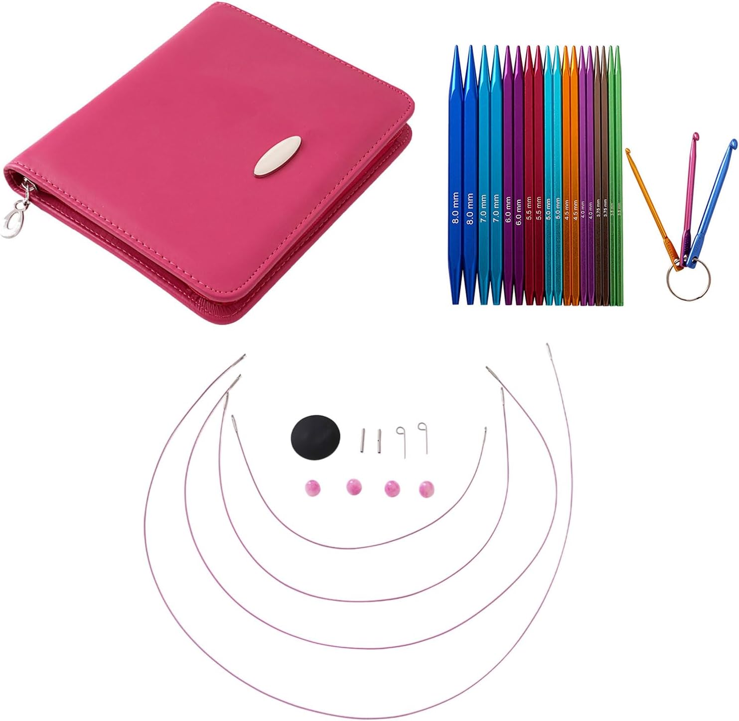 9Pairs Interchangeable Circular Knitting Needle Set 3.5mm-8mm Metal Knitting Needle Set For Knitting Sweater Sock