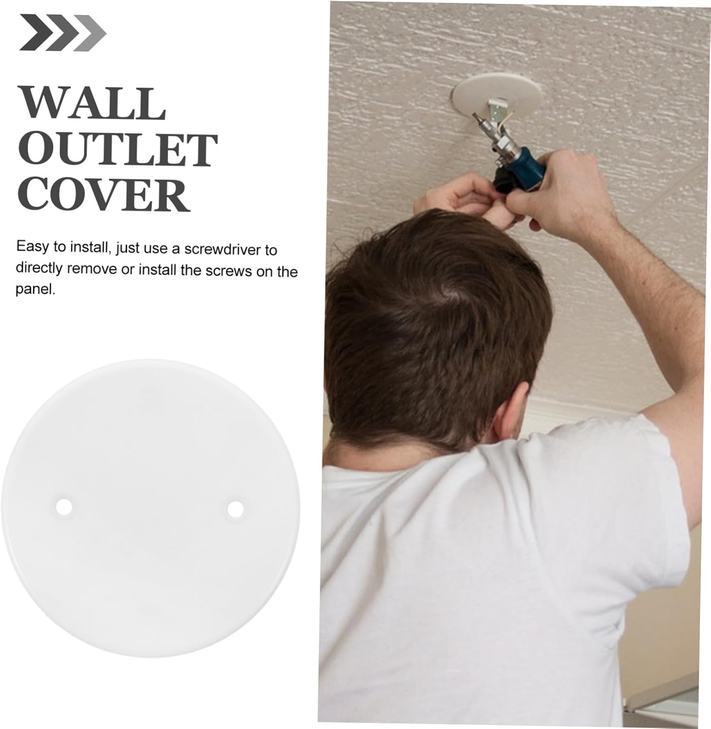 Uonlytech 300pcs Round Blank Cover Plates for Electrical Outlets Wall Protector Easy Installation Ceiling Socket Lightweight Design for Home Use