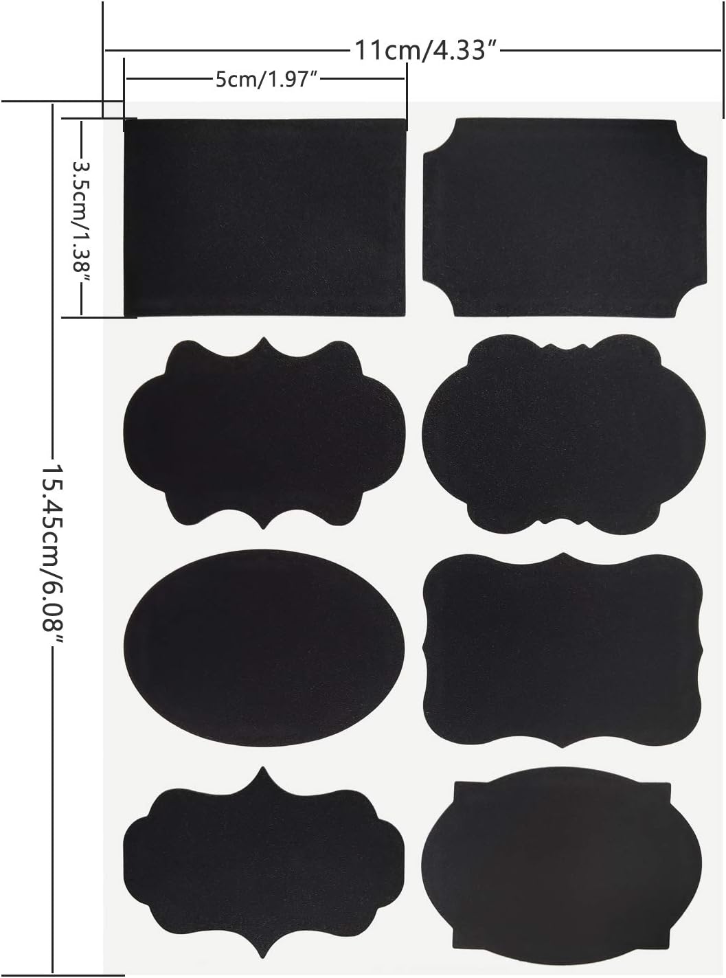 Chalkboard Labels 96 Pcs Pack, Reusable and Waterproof Black Labels for Containers, Jars; Kitchen and Pantry Blackboard Stickers, with 2 Pieces of Free Erasable Chalk Yellow and White