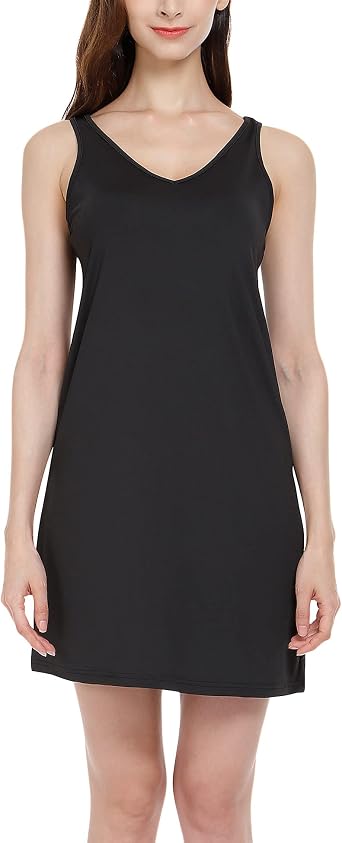MANCYFIT Womens Full Slip Tank Top Dress Slip Sleeveless Under Dress Wide Straps