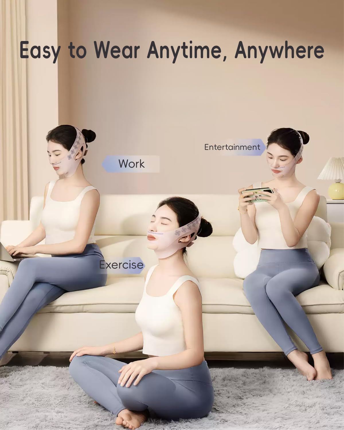 2 Pack Chin Strap for Sleeping, Reusable Double Chin Reducer Eliminator for Women, V Line Lifting Mask Face Slimming Strap, Breathable Jawline Exerciser Lifting & Firming Prevent Sagging