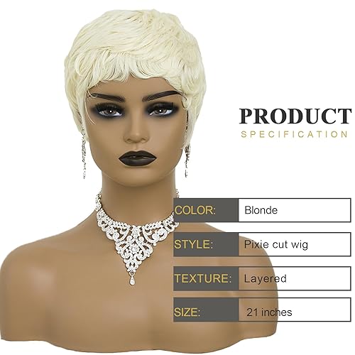 Miniatura 3 de Pelucas de corte Pixie para mujeres negras, peluca sintética corta ondulada blanca natural, pelucas cortas pixie cortas para mujeres negras, peluca