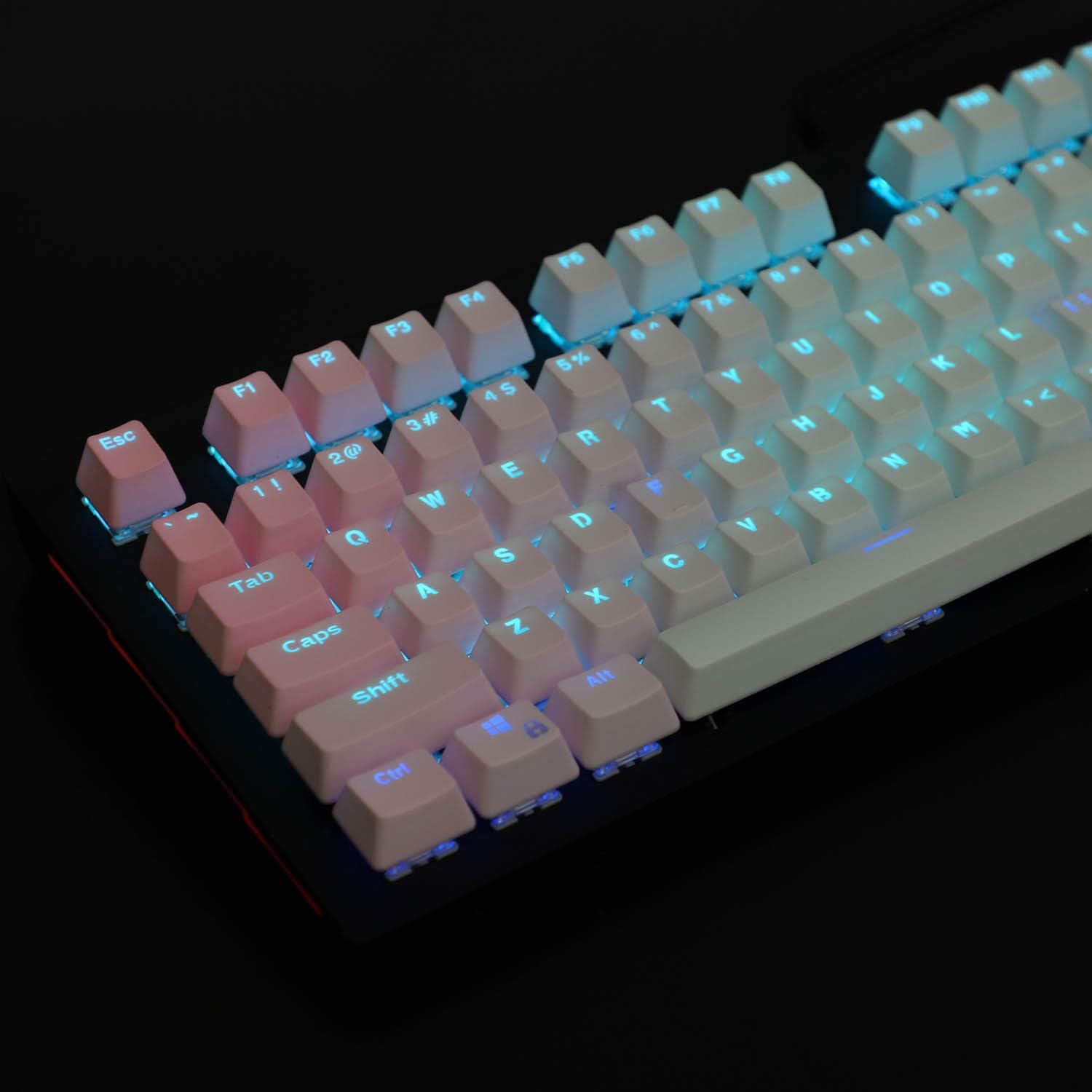 YMDK Double Shot 104 Dyed PBT Shine Through Keyset OEM Profile Keycap Set for Cherry MX Switches Mechanical Keyboard 104 87 61,Pink White Gradient (Only Keycap)