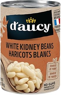 d'aucy White Kidney Beans, Canned Vegetables, Source of Fibre, No Preservatives, Tasty Legumes, 398ml