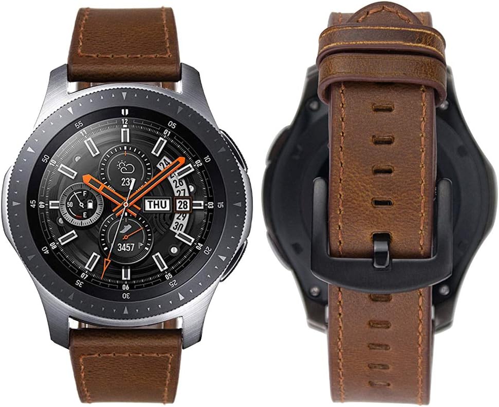 Bracelet Montre Cuir Véritable Aurrain - Largeurs 18/19/20/22 Mm, Boucle Rapide, Compatible Garmin, Galaxy, Amazfit, Huawei - Unisexe