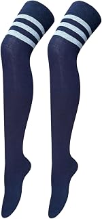 Women Thigh High Socks Cotton Warm Over the Knee High Leg Warmers Long Boot Socks with Stripes