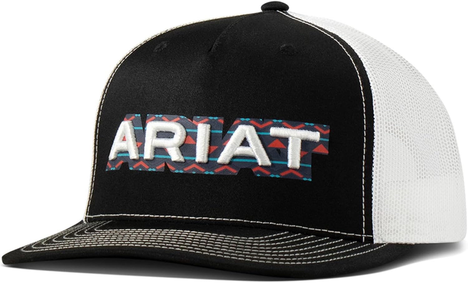 ARIAT Men's Richardson 112 Trucker Cap with 3D Embroidered Logo and Southwestern Print