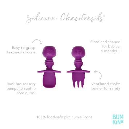 Vista 77 de Bumkins Juego de utensilios para bebé, cucharas de silicona para sumergir, autoalimentación, destete LED para bebés, aprendizaje de entrenador, A1