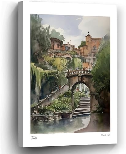 HAENJA 8x10 Tivoli Italy 1 Watercolour Travel Poster Art Family Bedroom Office Decor Children Room Poster Photo Paper Print Unframed 20x25cm