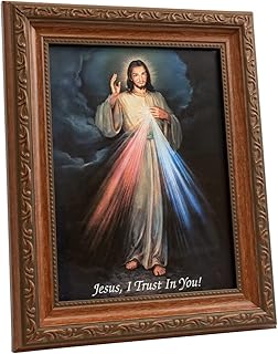Divine Mercy Print in Frame | 6" x 8" | Jesus, I Trust in You | Christian and Catholic Home Décor | Great Religious Gift for First Holy Communion, Confirmation, Weddings, and Housewarming