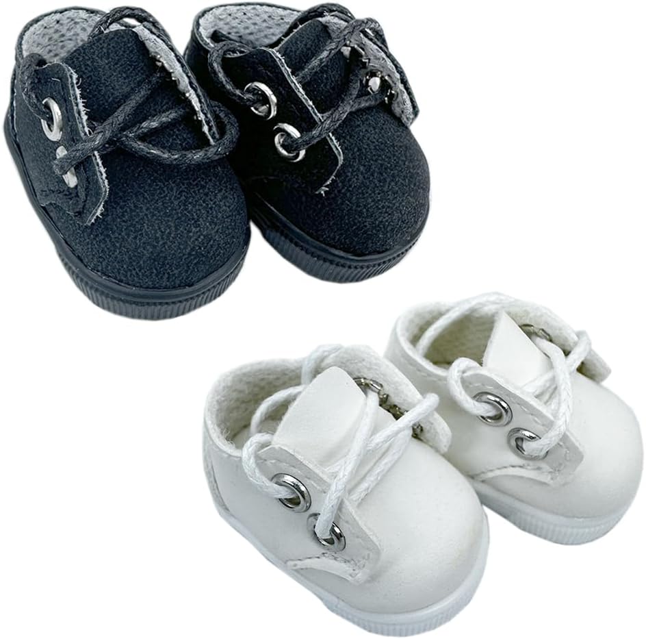 niannyyhouse 10cm Doll Shoes Length 3.8cm 4in Plush Doll Dress Up (Black+White)