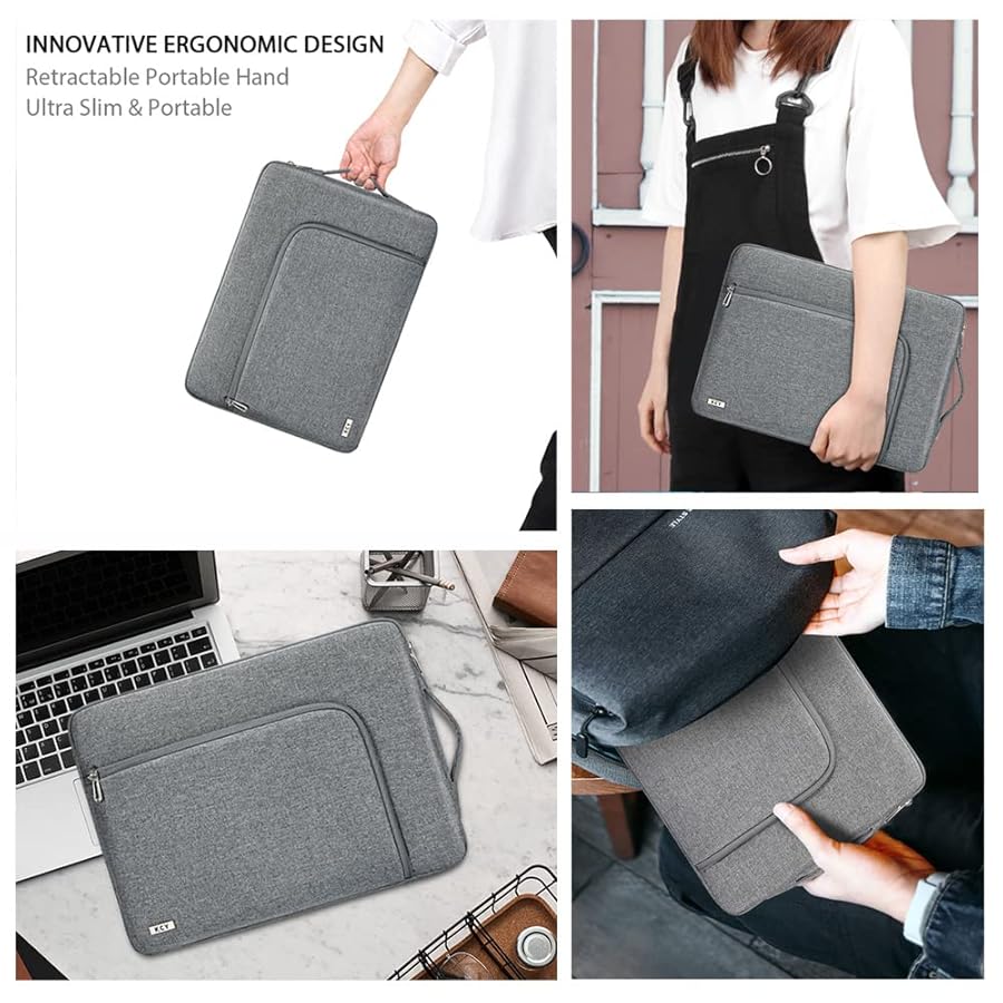 KCY Laptop Sleeve 11.6 Inch, Waterproof Slim Laptop Case Bag with Handle Compatible with Surface Pro 7/8/9/11/12, MacBook Air 11/12, 11-12 Inch Chromebook, Grey - image 7