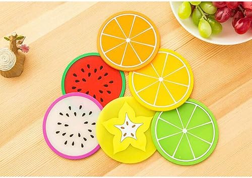Miniatura 8 de ARTIBETTER 5 posavasos para bebidas, almohadilla de vaso, posavasos redondos, Porta Vasos de silicona en forma de fruta, portavasos para tazas,
