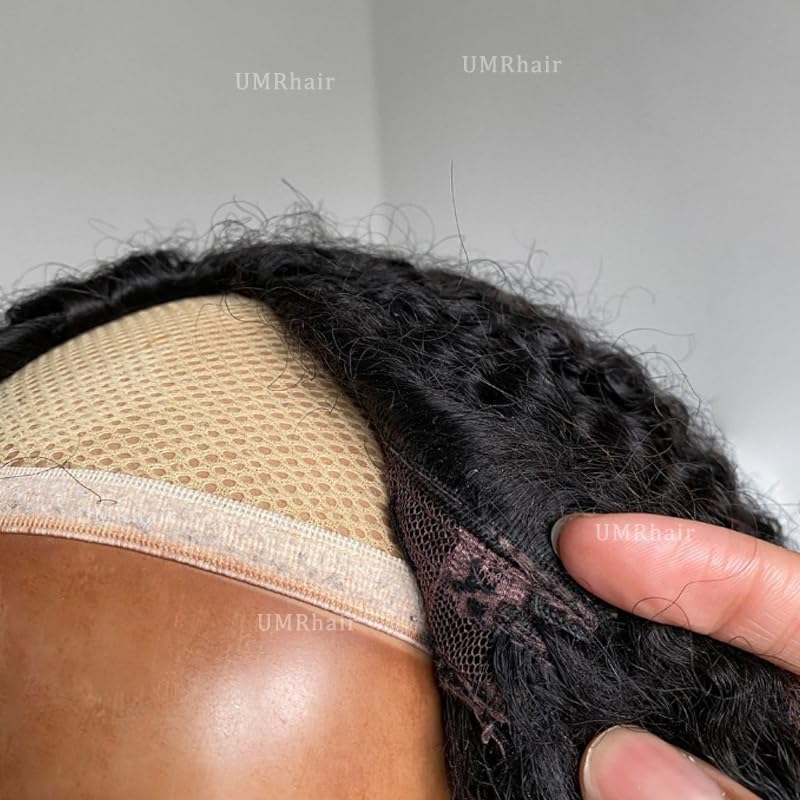 12inch Ombre Balayage Highlight Curly U Part Wig Human Hair 130% 4x2 inch Afro Kinky Curly FB30 Glueless Human Hair Upart Wigs for Black Women Full Head U Shape Clips in Half Wig No Leave Out 4B4C