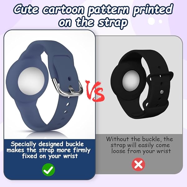 AXFEE Pulsera Compatible con Air-tag,1PC Pulsera de Silicona para Niños,con 4 Patrones DIY,Funda Protectora Ajustable Antipérdida,Impermeable Pulseras para Niños Mayores para Air-tag GPS Tracker, Azul - 5