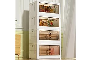 Folding Storage Boxes with Doors for Closet Organization and Storage (4-Pack, 20-Gallon Capacity)
