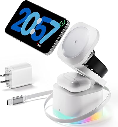 3 in 1 Magnetic Wireless Charging Station Foldable Stand for Apple Devices