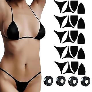 5-Pack Brazilian Self Tanning Bikini Tape for Flawless, Adhesive Bikini for Spray Tan Solution, Streak-Free Tan Lines – Gentle, No-Slip Fit for Sun, Spray & Bed Tanning – Sticker bikini for tanning