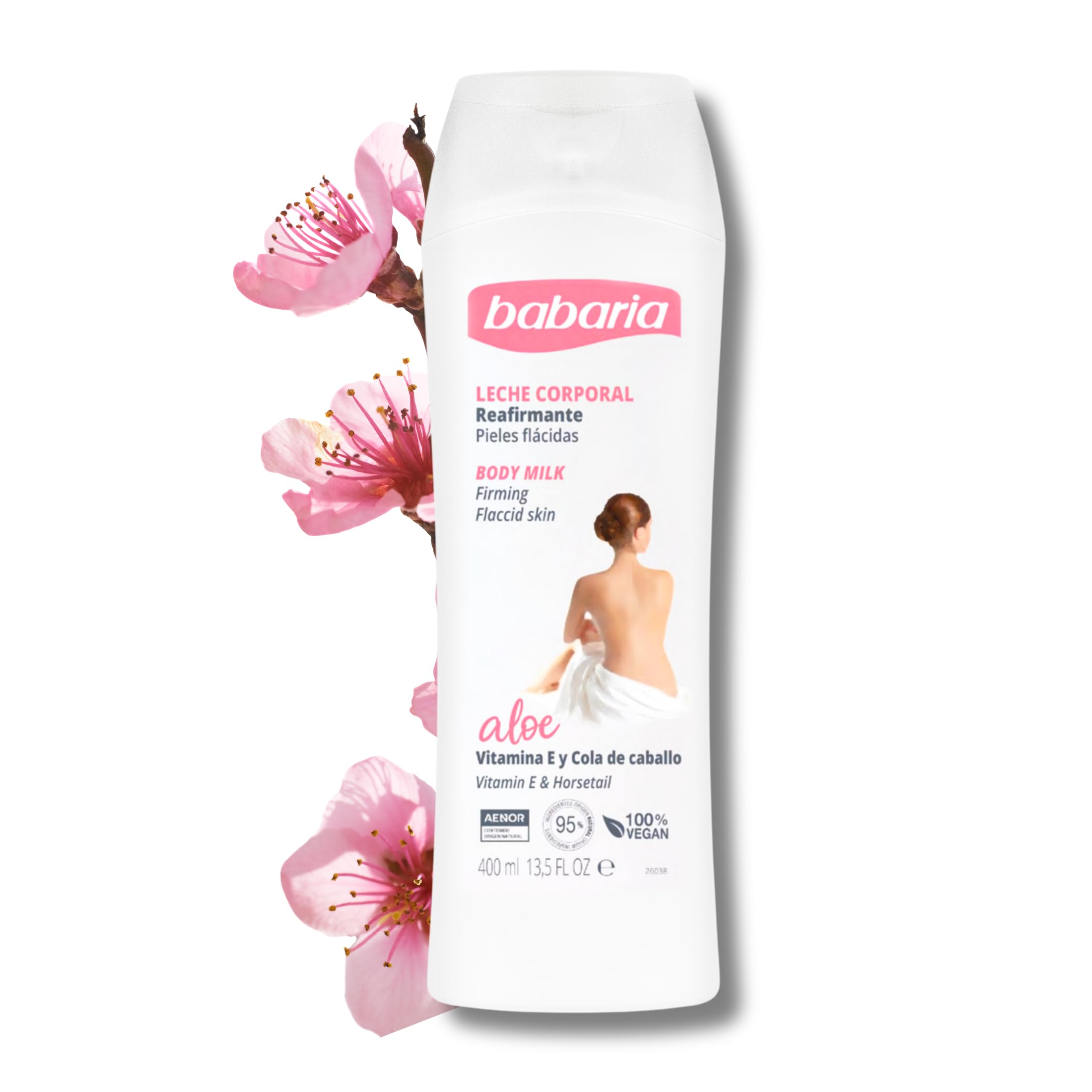 Babaria - Crema Reafirmante Corporal | Crema Hidratante Corporal Y Firmeza | Body Milk Para Pieles Sensibles | Aloe Vera Y Vitamina E | Rápida Absorción - 400 Ml