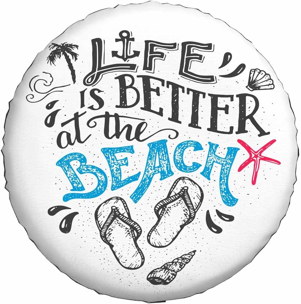 Life is Better at The Beach Spare Tire Cover Flip-Flops Footwear Wheel Covers for RV Tires Camper Tire Case Protectors for Trailer Rv SUV Truck Travel Trailer 15 in