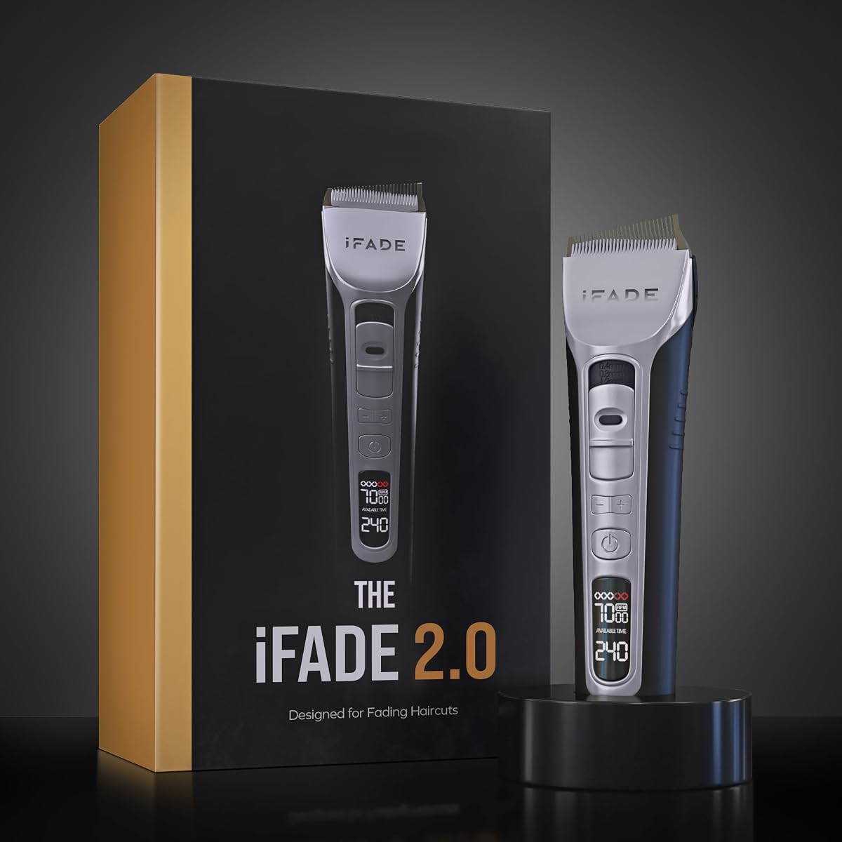 IFADE 2.0 - Professional Instant Fading Clipper with Fading Blades - Fades in Seconds - 3 Hours of Battery, 7000 RPM - Men's Hair Clipper, Black