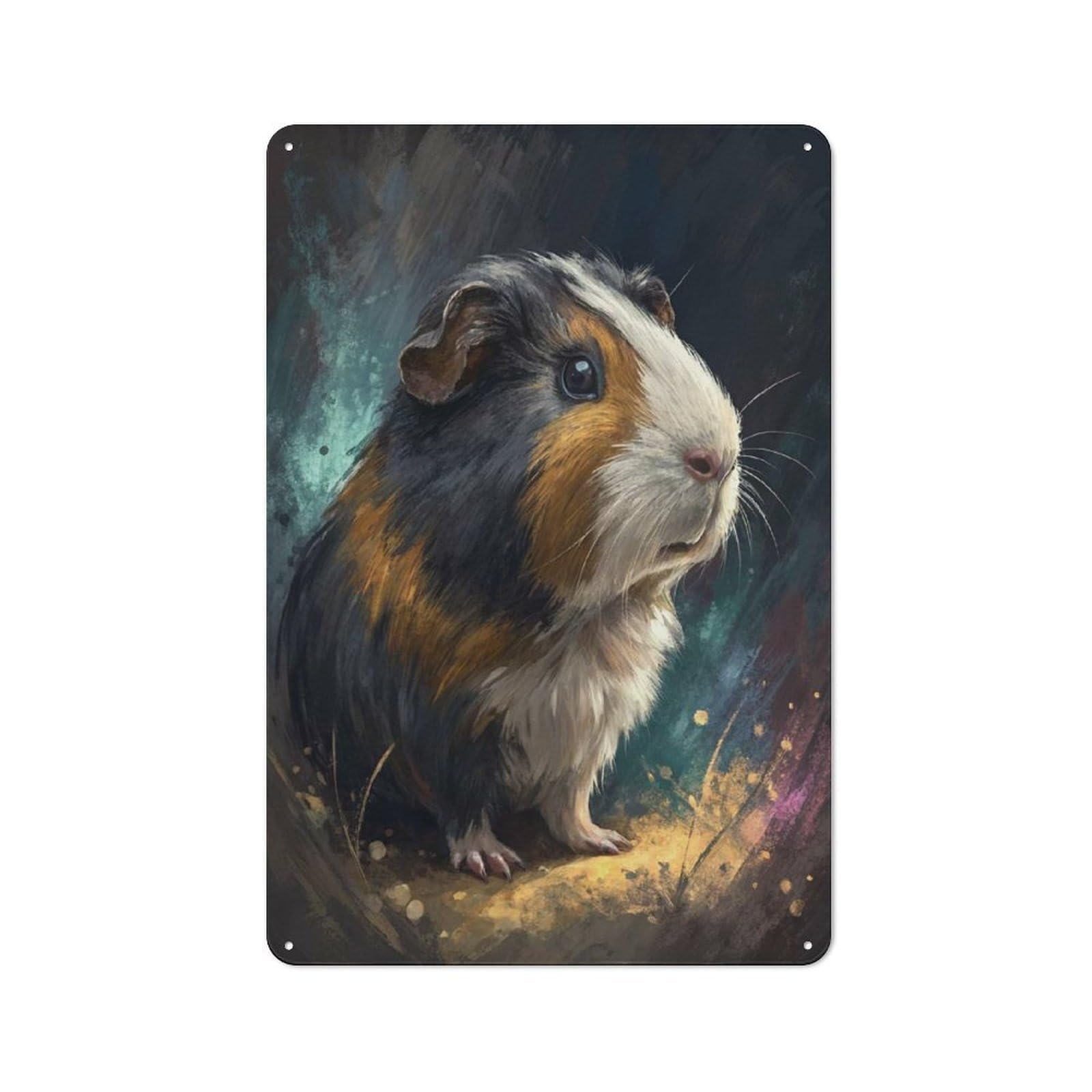 Junmoney Style-13 Guinea Pig Portrait Vintage Metal Wall Decor 30X20cm, Vintage Metal Sign For Hallway, Home Bar, Garage Or Study