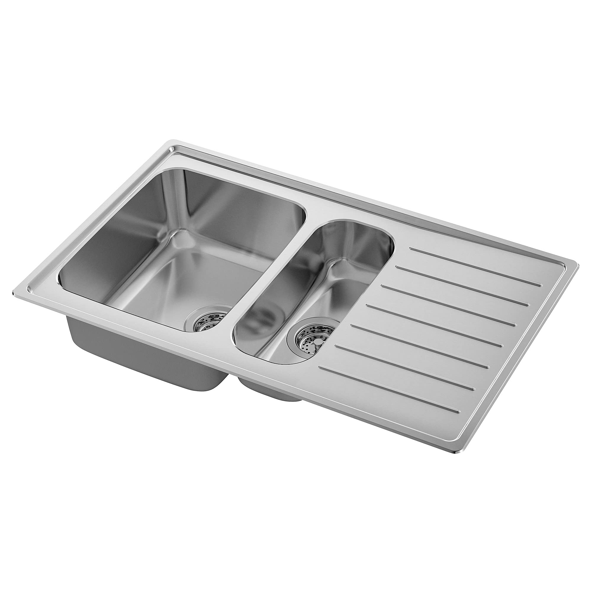 Évier encastrable 1 ½ cuve ProTuning VATTUDALEN en acier inoxydable de 88 x 53 cm