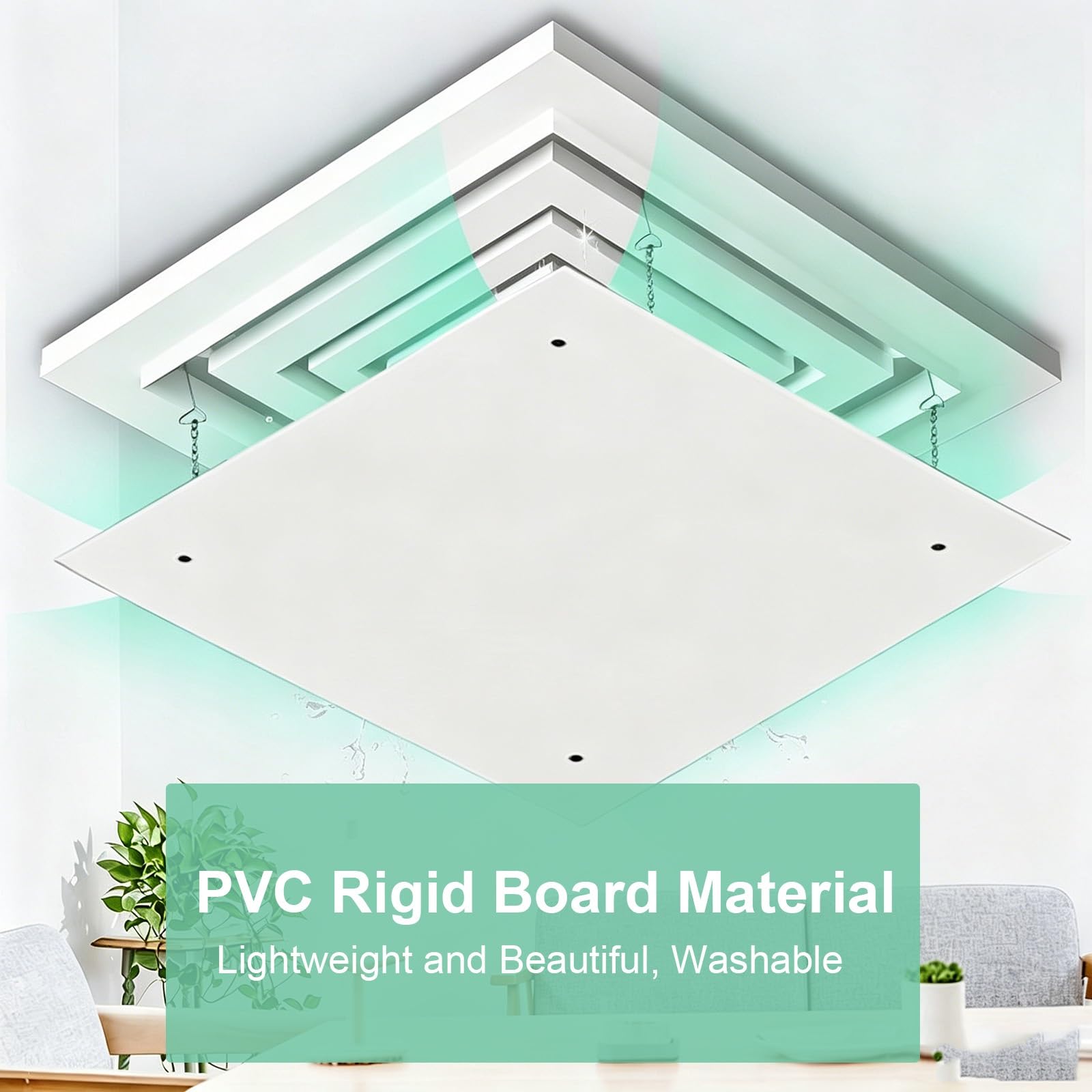 Deflettore Condizionatore Centralizzato, Deflettori d'Aria per Bocchette di Ventilazione a Soffitto, Parabrezza Aria Condizionata, Design con Gancio a Catena(45x45cm/18x18in)