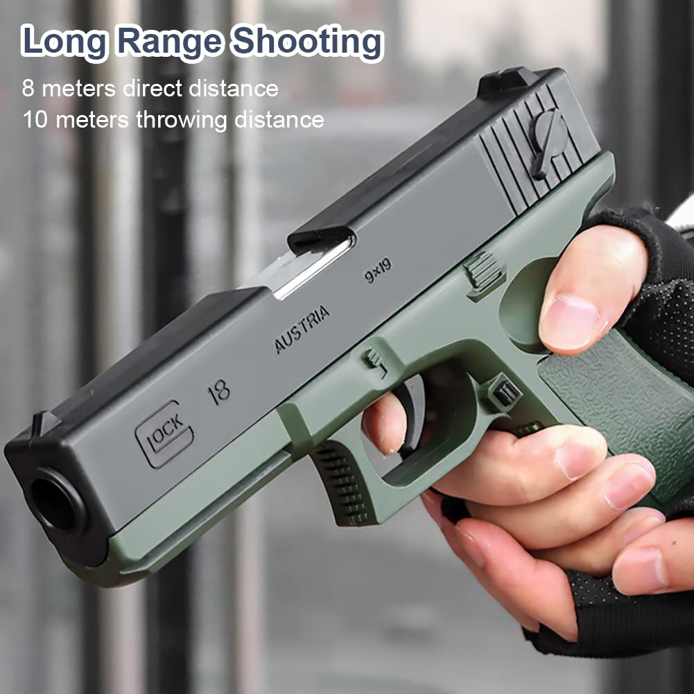 Miękki pistolet kulowy, pistolet do zabawy z miękką kulą, pistolet dziecięcy z tłumikiem, do modelu pistoletu dla 12 + prezentów dla dzieci (zielony)