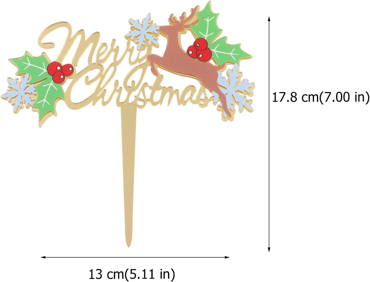 HEMOTON Christmas Party Props Acrylic Cake Topper Insert Cards 2pcs Themed Cupcake Insert Decorations for Holiday Cake and Cupcake Celebration
