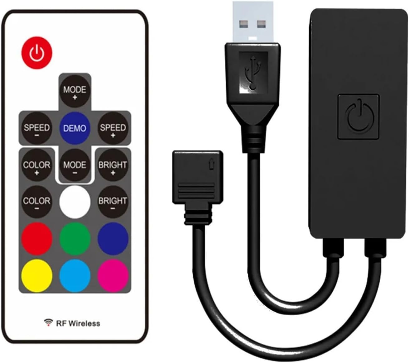 USB/DC5-24V 3A 17-Key Mini RF Simple RGB Controller for 5050/2835 LED Strip(USB Black)
