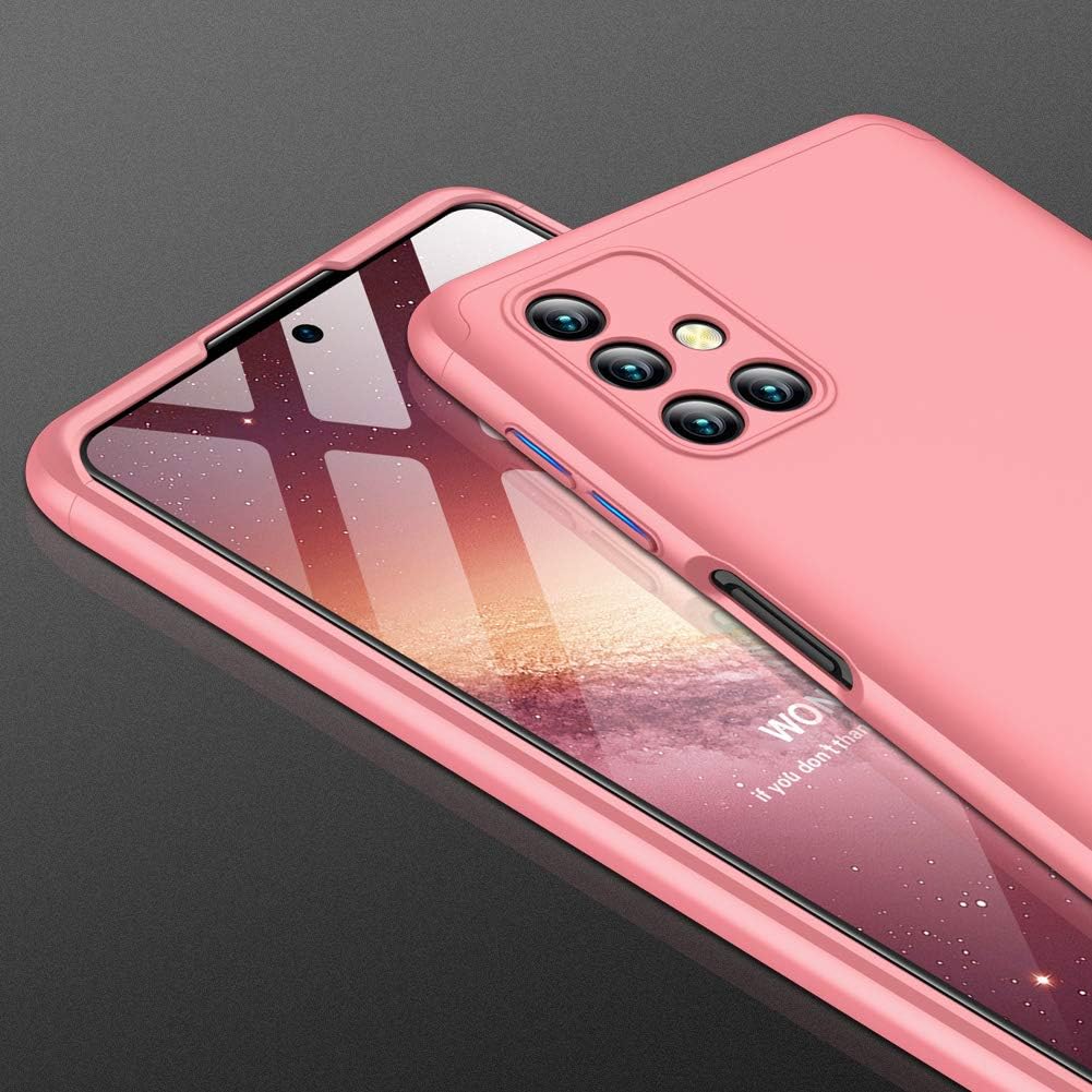 Funda para Samsung Galaxy M31s 360 grados Slim fina Antigolpes +Cristal Templado Carcasa Funda Compatible con Samsung Galaxy M31s dura rigida ultrafina Armor completa Mate Case Cover Oro rosa