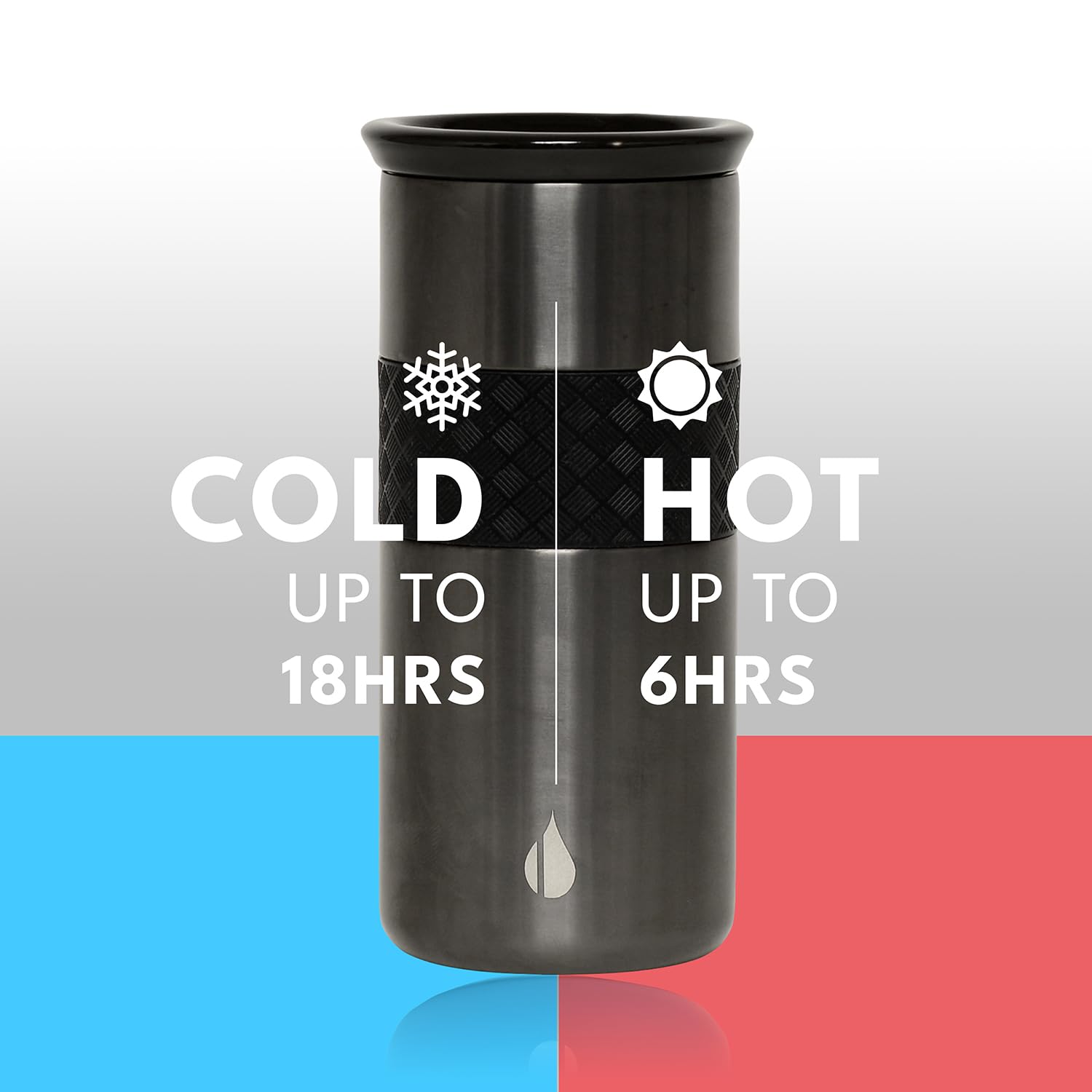 Elemental Artisan Insulated Tumbler - Triple Wall Coffee Travel Tumbler, Reusable Stainless Steel Coffee Tumbler with Ceramic Lid - Thermal Coffee Cup - Hot (6 Hrs) & Cold (18 Hrs) - Gunmetal - 470 ml - Image 3