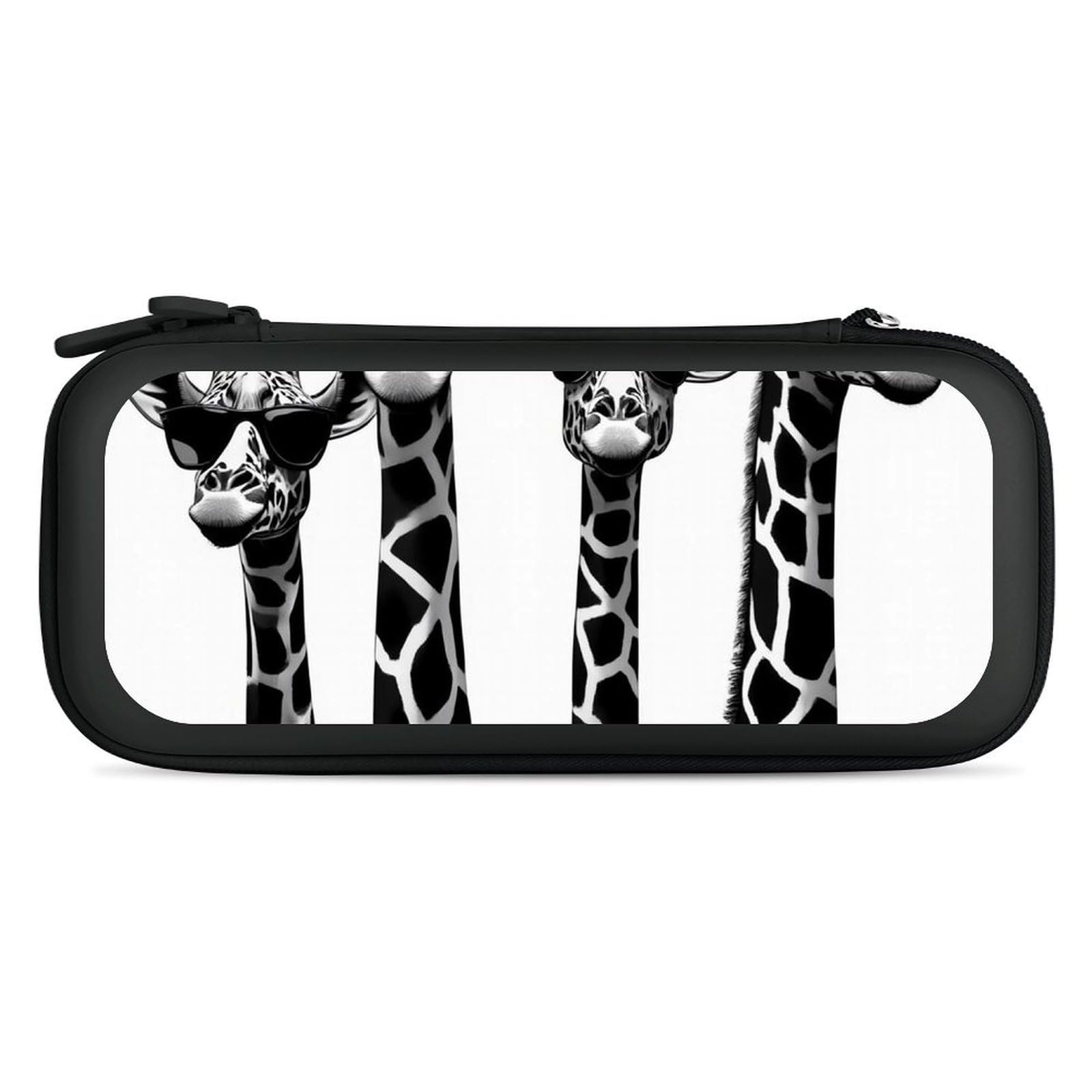 Protective Carrying Case Compatible with Switch Travel Game Console Holder Bag with 15 Game Cartridges Funny Sunglasses Giraffes