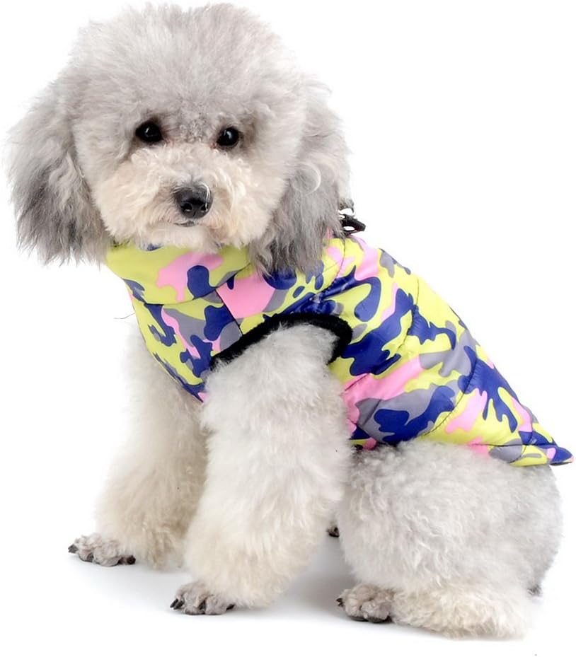 SELMAI Camo Waterproof Small Dog Cat Winter Coat Quilted Vest Jacket Harness with D-ring Pet Puppy Puffer Coat Chihuahua Cold Weather Clothes Apparel Pink L - Image 4