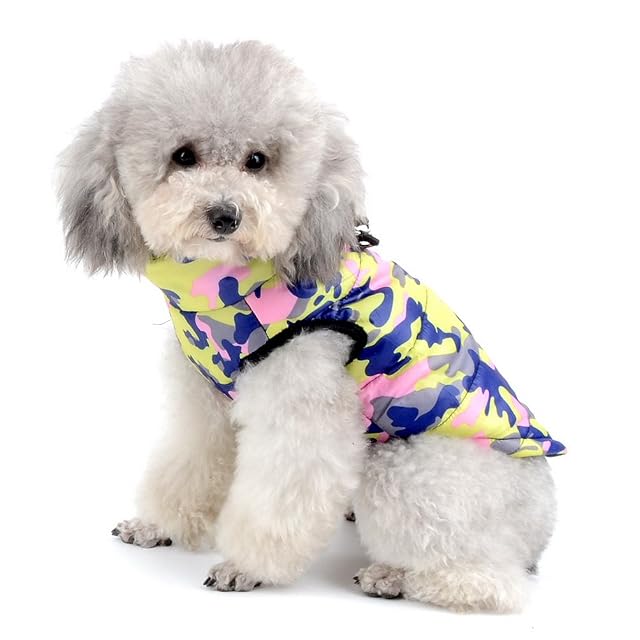 Foto 3 de 8 de SELMAI Camuflaje Chaquetas Perros Pequeño Medianos Ropa para Gatos Invierno Chihuahua Abrigos con Anillo en D…