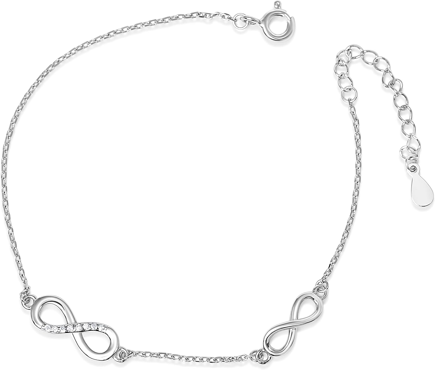 Women’s 925 Sterling Silver Luzzi Bracelet with Infinity Charms, a Great Gift or Present for Ladies