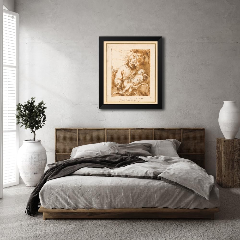 ArtDirect Saint Joseph and the Sleeping Christ Child (1670-75) Custom Framed Art Print Giclee Print or Canvas Options with Various Sizes and Customization by Bartolomé Estebán Murillo