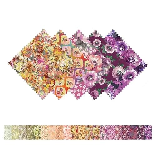 CraftsFabrics Bold Bohemian 40Pcs Charm Pack 100% Cotton 5″x5″ Squares Fabric for Quilting, Scrapbooking, Sewing, Arts & Crafts, Patchwork