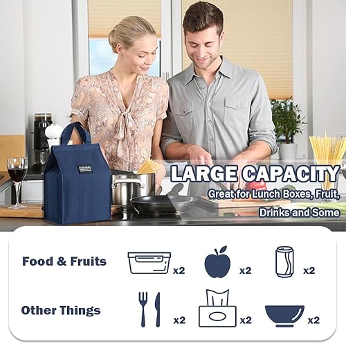 Miniatura 4 de Bolsa de almuerzo aislada, bolsa de almuerzo reutilizable para mujeres y hombres, bolsa de almuerzo pequeña, bolsa térmica para el almuerzo, bolsa