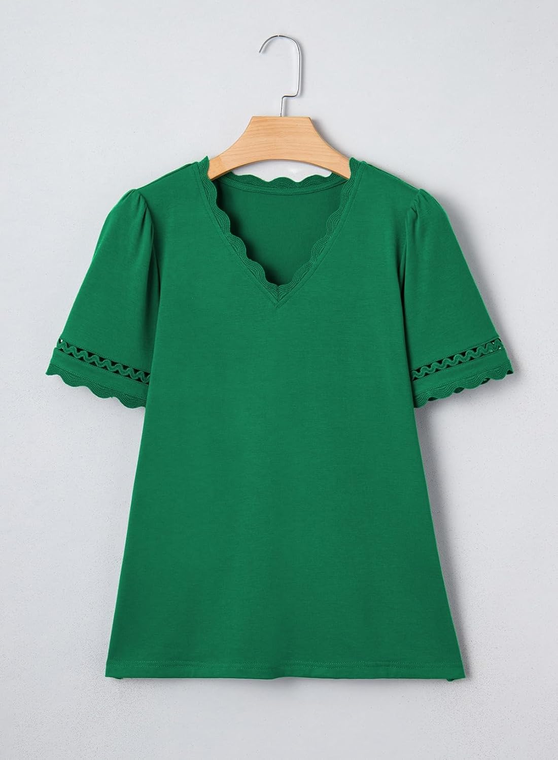 Dokotoo Womens Tops Summer Casual Short Sleeve V Neck Lace Shirts Dressy Eyelet Embroidery Blouses - Image 4