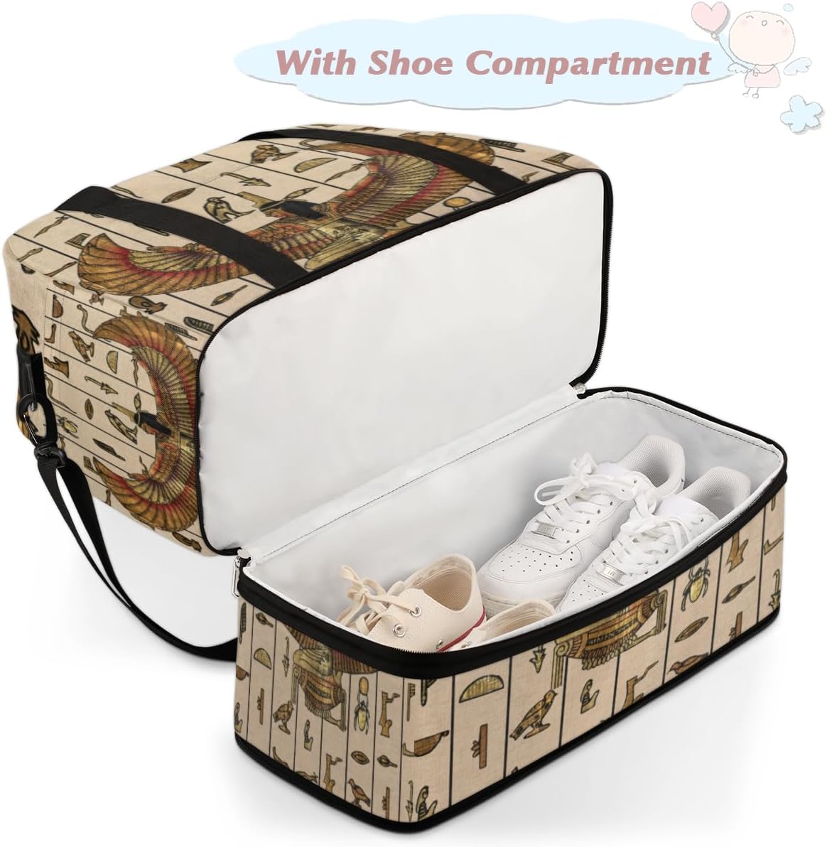 QsirBC Art Africa Theme Gym Bag for Women Duffle Tote with Shoes Compartment Men Weekender Duffel for Dance Travel Sports Swimming Overnight