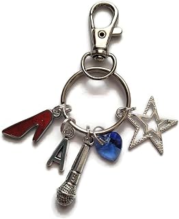 Personalised JAMIE themed silver charm keyring OR bag clip add initial gift, I'm a superstar musical novelty birthday Xmas present