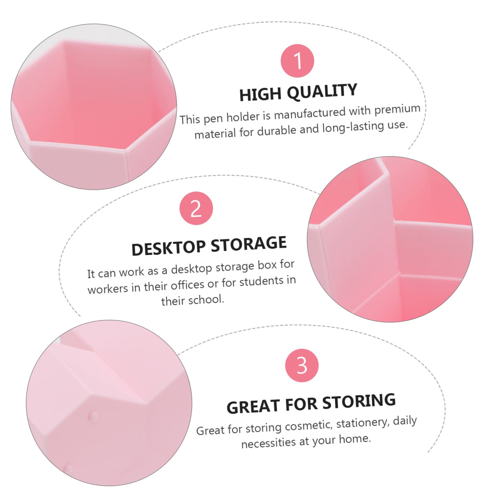 2 Pcs Hexagonal Pen Holder 4 Slot Pen Organizer Plastic Pencil Cup for Kids Cute Desk Accessories Desktop Storage Bucket Cosmetics Grid Pink Makeup Tools Plastic Pp Office - Image 4
