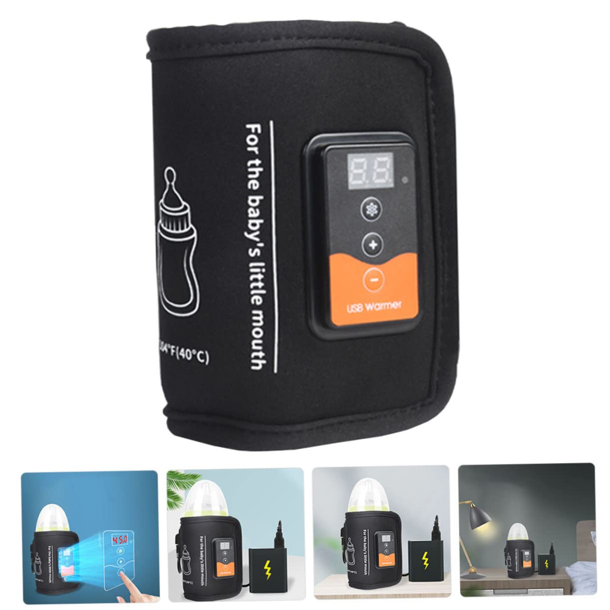 Tragbarer Flaschenwärmer für Unterwegs, USB Betrieben, Schwarz